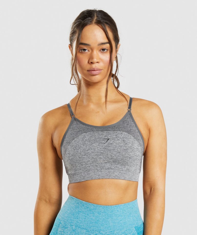 Women\'s Gymshark Flex Strappy Sports Bra Grey | CA 6N371D